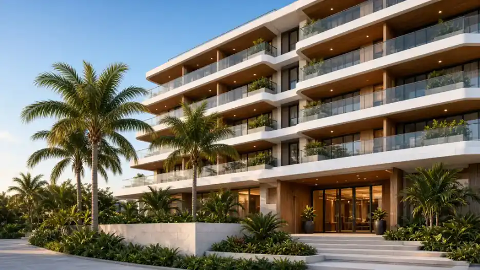 Fachada de edifício residencial de alto padrão com varandas