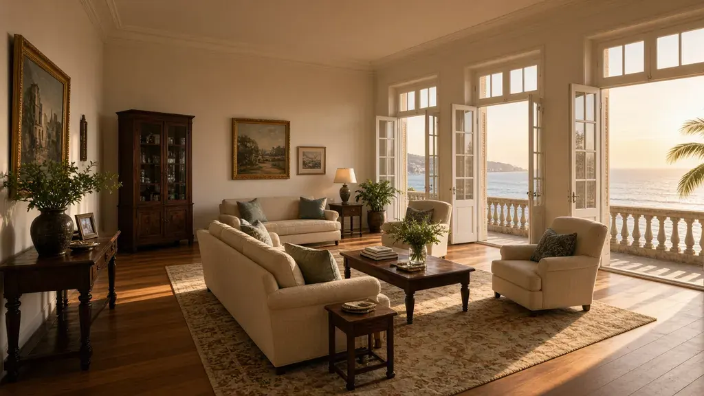Sala de estar de alto padrão de imóvel de família em herança