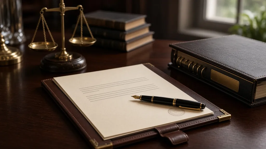 Contrato de honorários e pasta de inventário sobre mesa de escritório