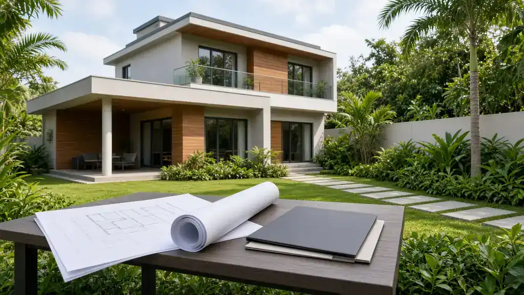 Casa construída com projeto e documentos para regularização