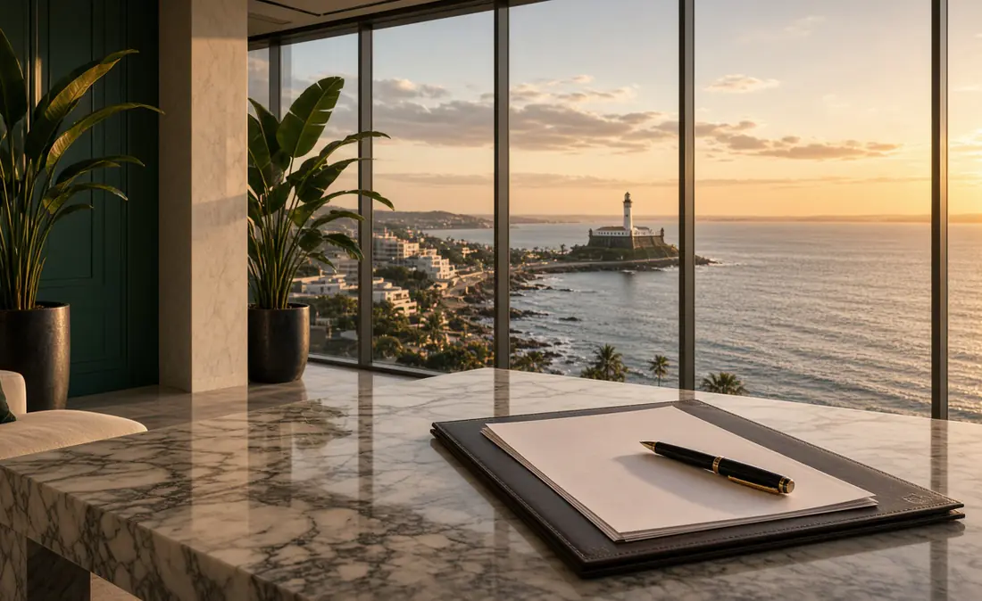 Cobertura de alto padrão na Barra, em Salvador, com vista para a Baía de Todos os Santos e o Farol da Barra
